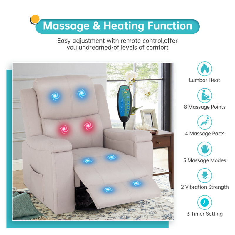 Mercury Row® Faux Leather Manual Recliner with Heat and Massage